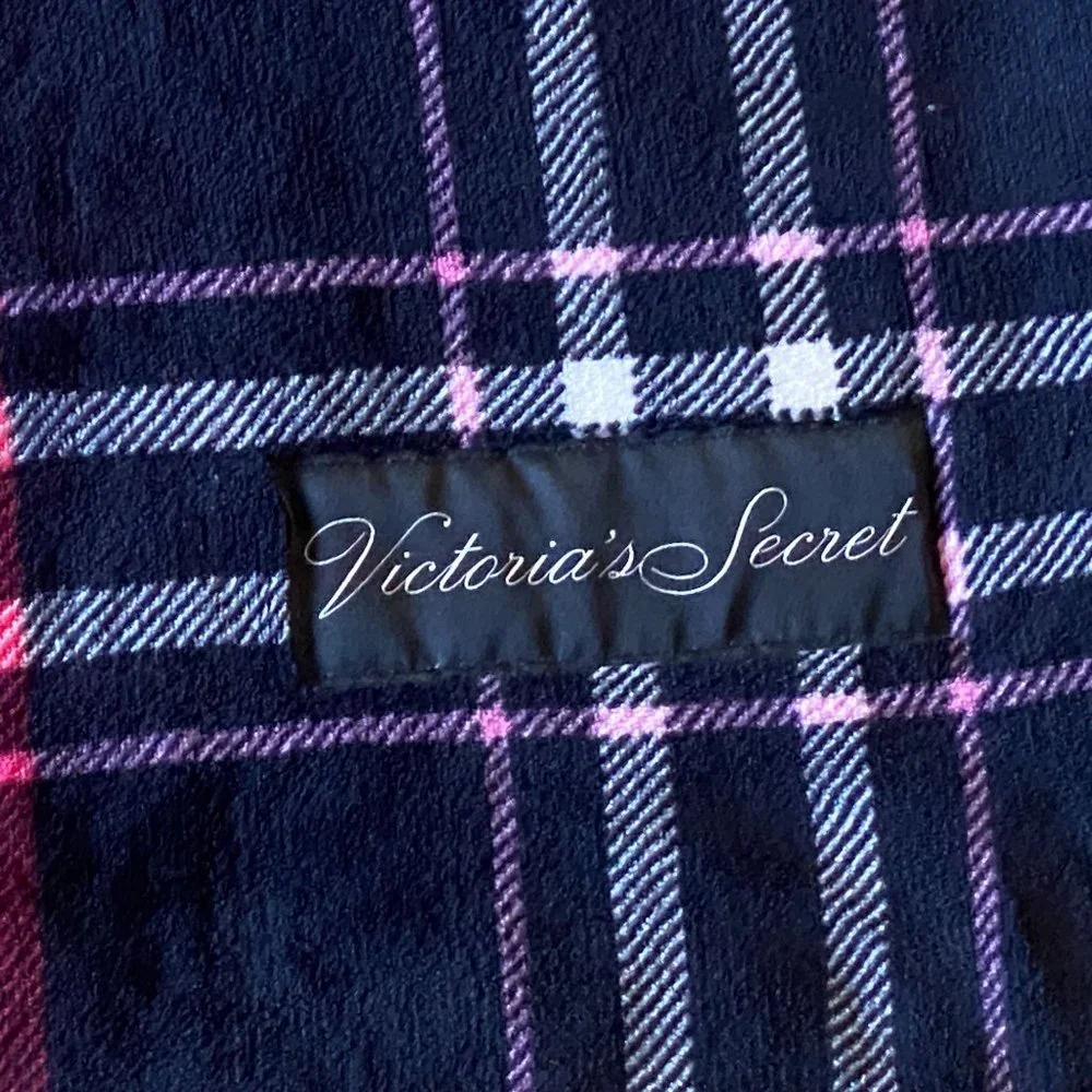 Victoria Secret Red Plaid Throw Blanket 100% Recycled Polyester